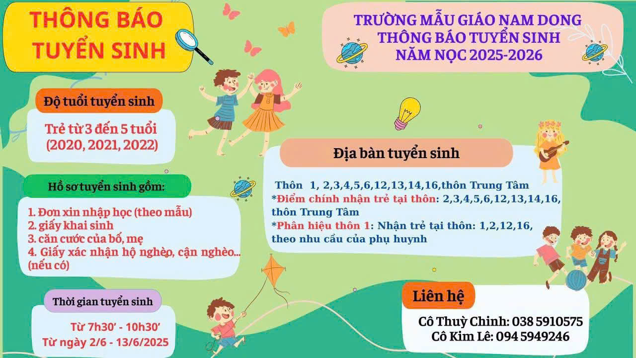 Thông báo tuyển sinh được các cô đăng lên face book, các hội nhóm, zalo, ...